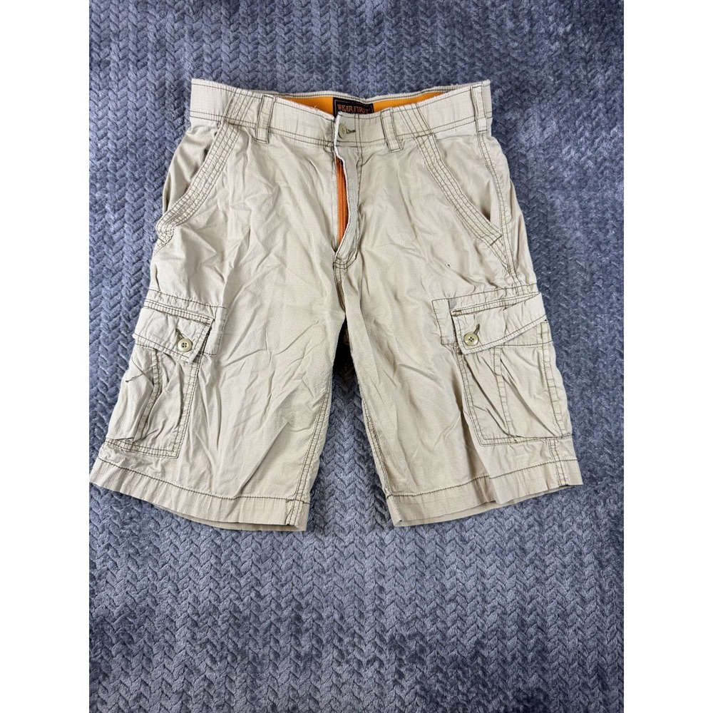 Wearfirst Cargo Shorts Mens 30 Tan Ripstop Cotton Stretch Hiking Outdoor Utility